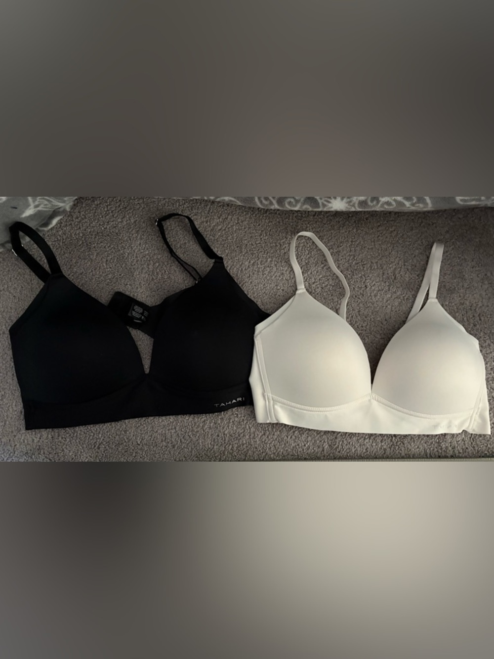 Tahari Black and White Seamless Bralettes Duo